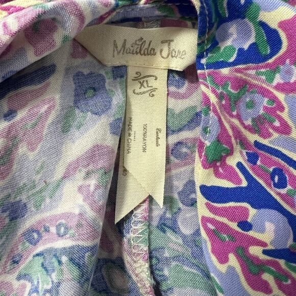 Matilda Jane Pink and Blue Floral Maze V-Neck Tunic Top Size XL - Picture 4 of 4